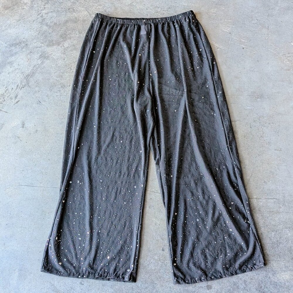 Vintage Coastal Cowgirl Black Sheer Speckled High Rise Wide Leg Pants large
